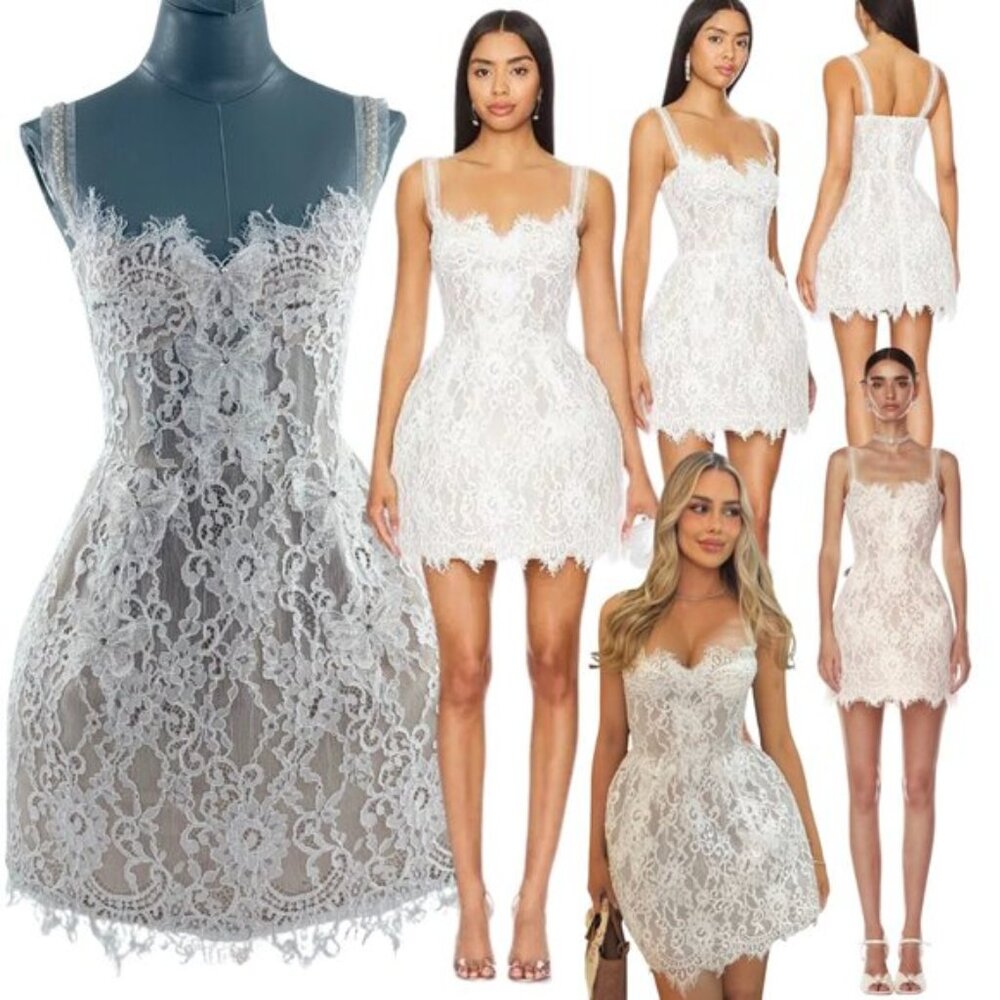 🆕 BRONX & BANCO 🧿 NWOT Colette Blanc Lace Mini Dress, White, Sz XS / US 2